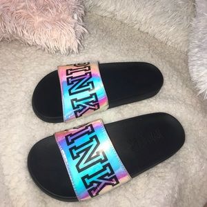 Victoria’s Secret PINK. Metallic slides